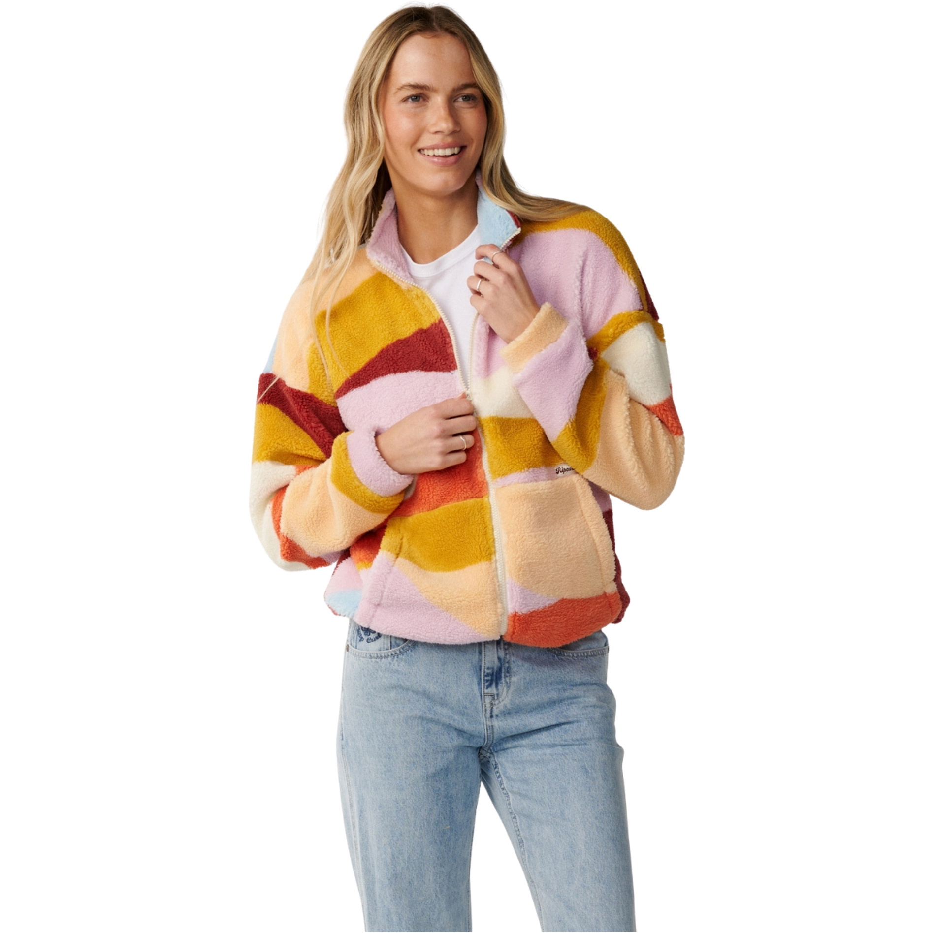 2026 Rip Curl Womens Retro Swell Standard Polar Zip Thru Fleece 0D7WFL - Multi
